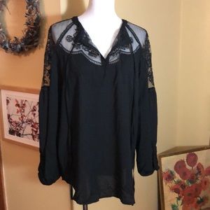 Romantic Boutique Size X-Large Embroidered Netting Tie-Neck WitchyCore $170 NEW